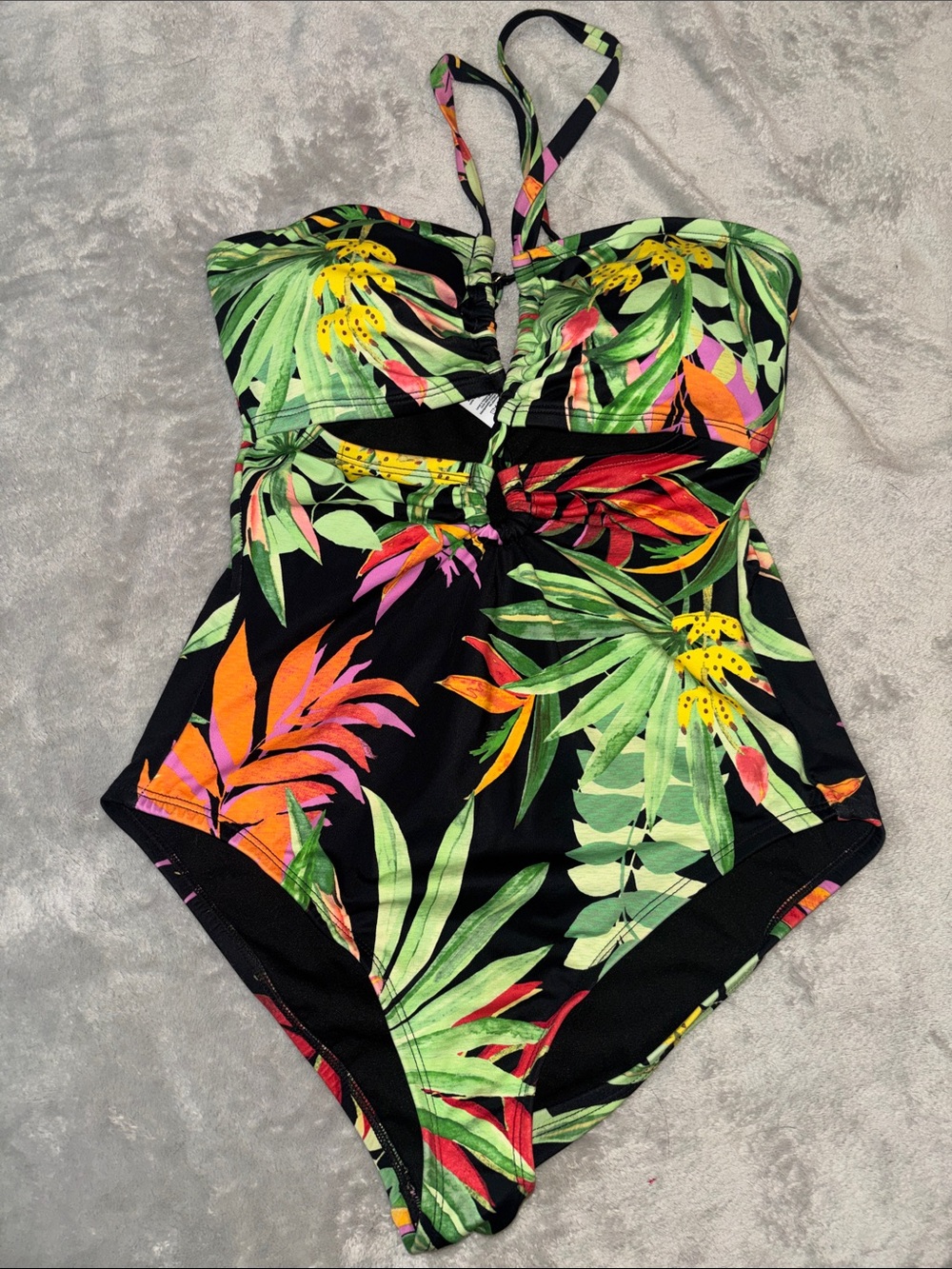 SOFIA by Sofia Vergara Black Tropical One-Piece with Front Cutouts